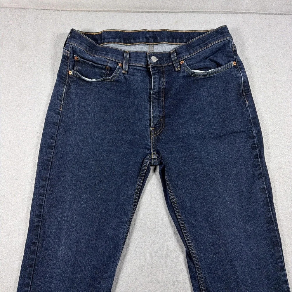 Levis 514 Jeans Mens 36x32 Blue Dark Wash Regular Straight Stretch Denim Pants